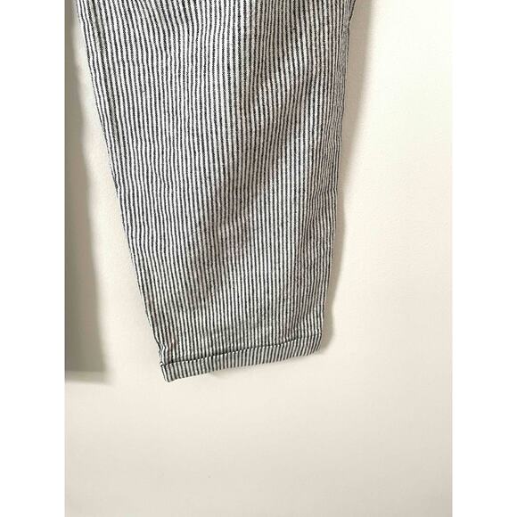 J.Crew Linen Striped Elastic Waist Casual Pants Black Size 6 NEW - Picture 6 of 9